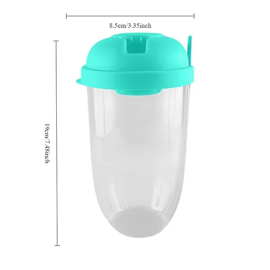 Leak-Proof Salad Shaker Cup with Fork and Dressing Container Portable Bpa-Free Plastic Container for Healthy Eating On-The-Go